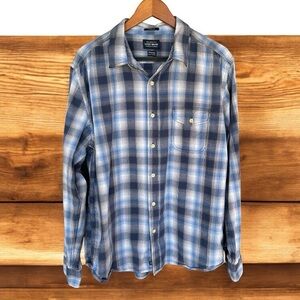 Lucky Brand Blue and White Plaid Shirt, Classic Fit